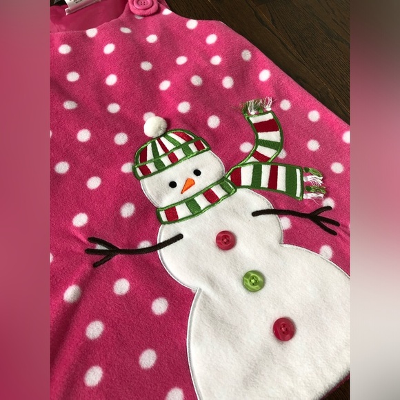 Bonnie Jean Girls 4/4T Pink Fleece Jumper with Polka Dots & Snowman Appliqué - Picture 9 of 9